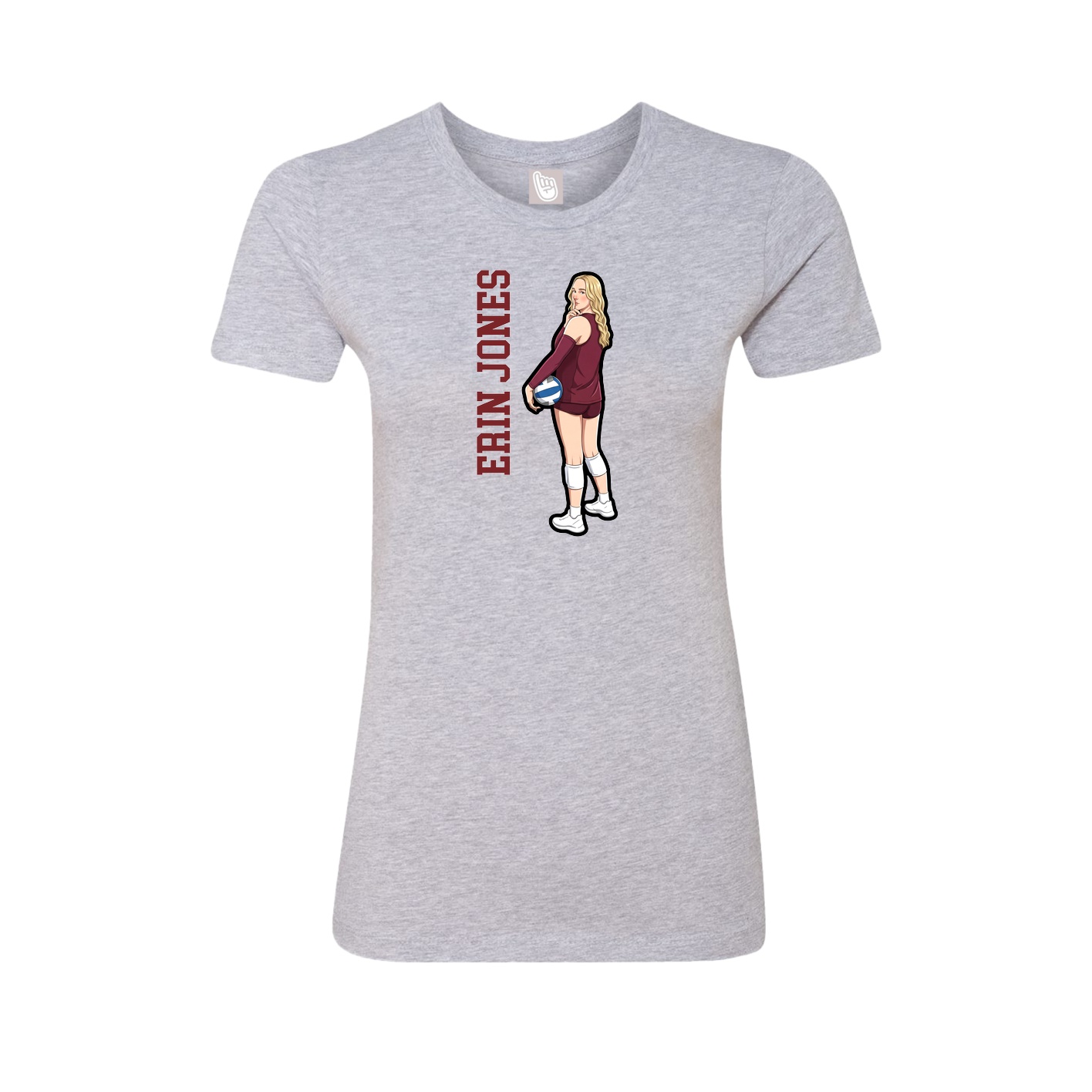 Fitted Women's Tee — Name Vertical in Grey