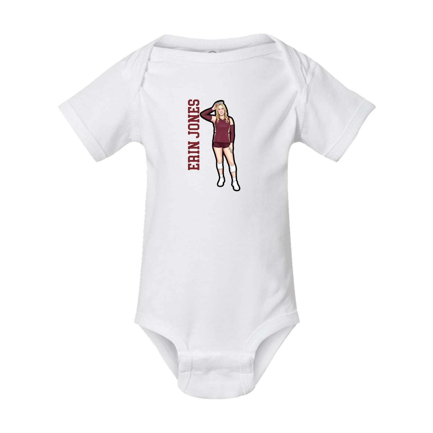 Baby Onesie — Name Vertical in White