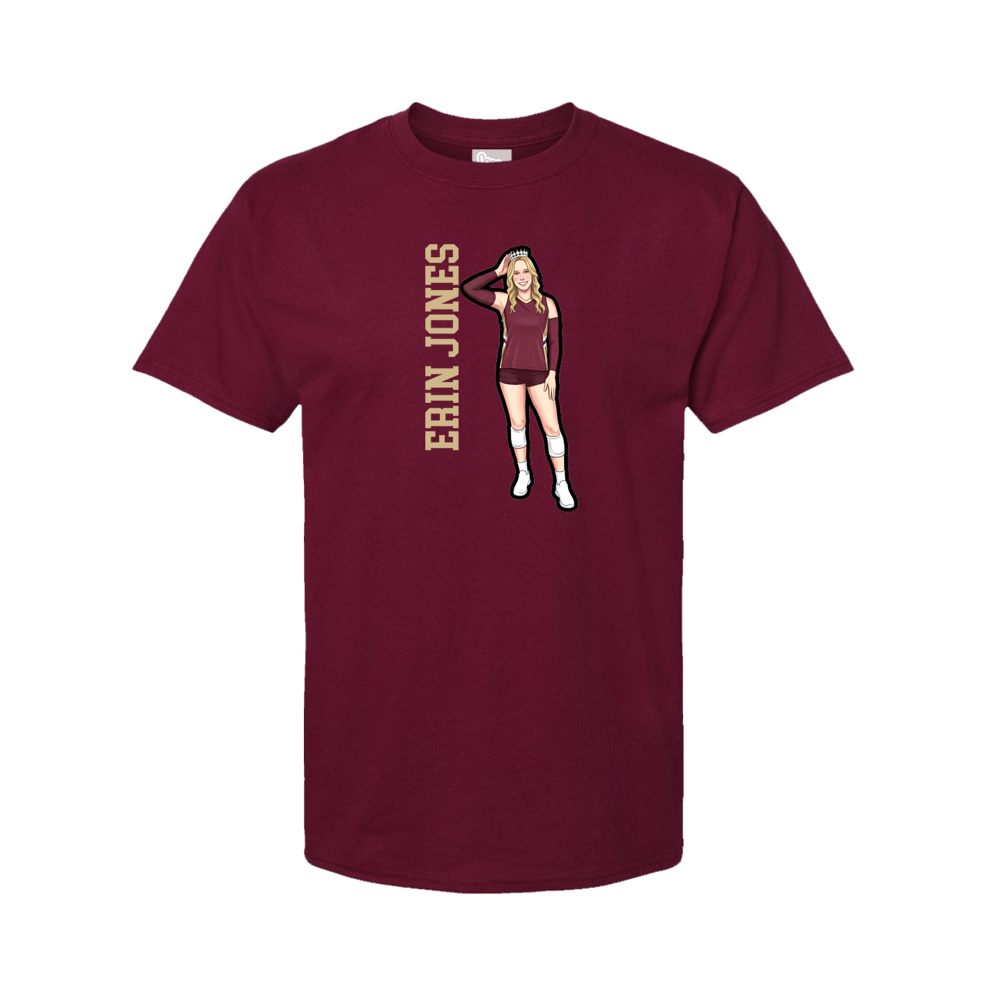 Youth Tee — Name Vertical in Cardinal