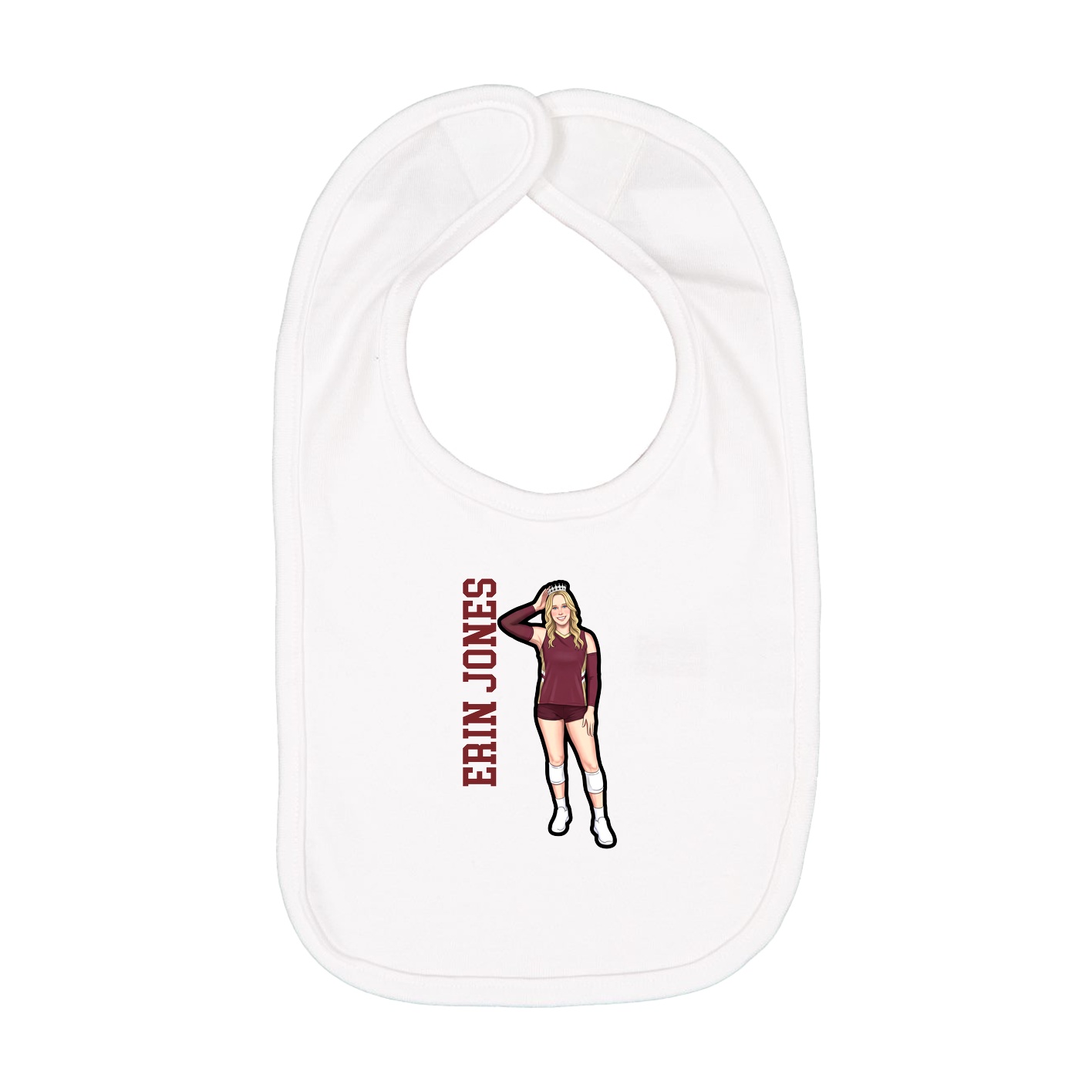 Infant Bib — Name Vertical in White