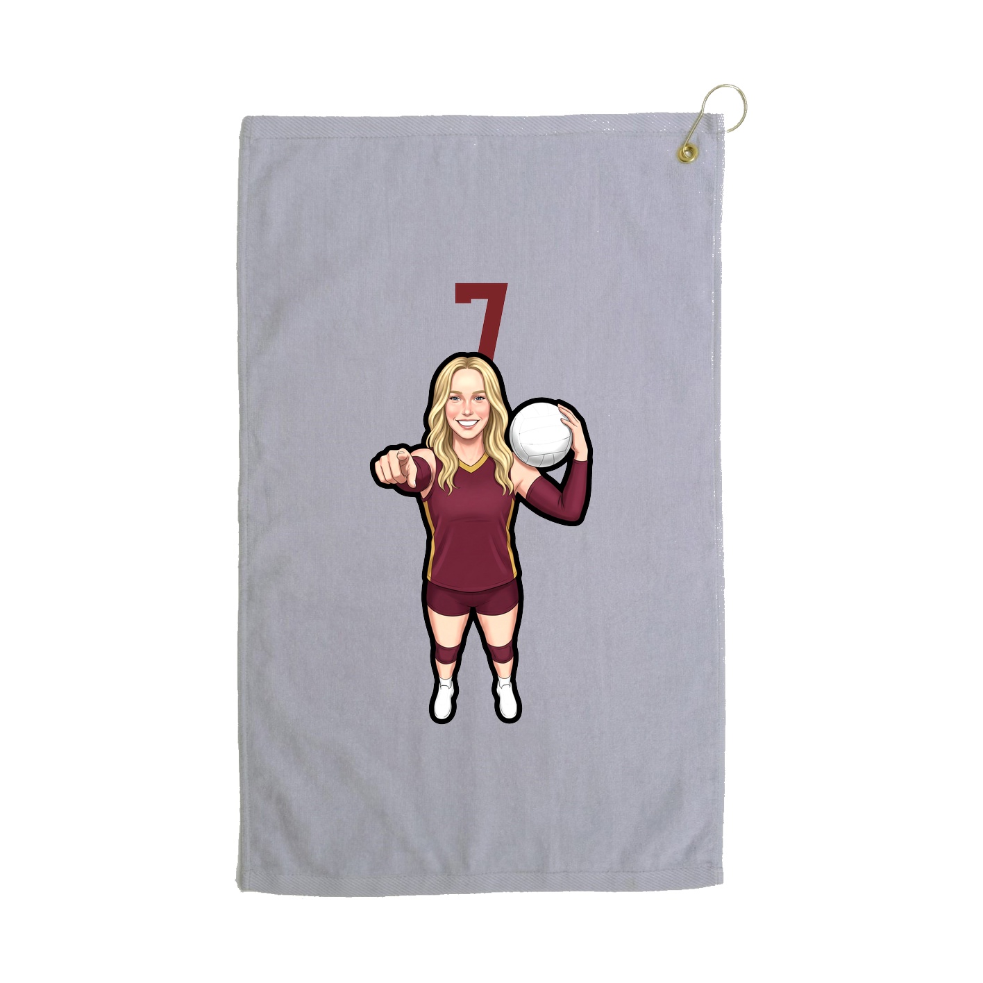Golf Towel — Number Top in Grey