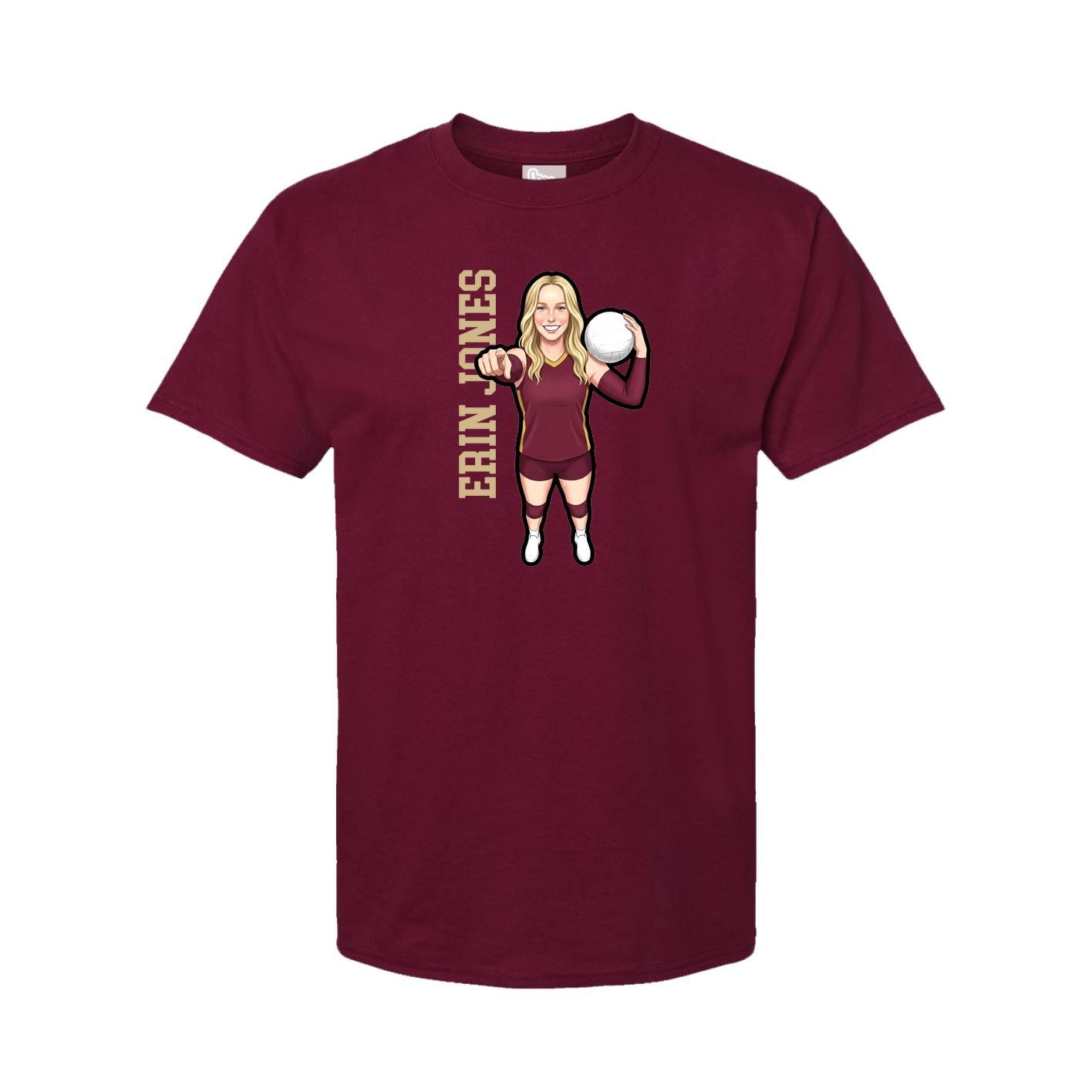 Youth Tee — Name Vertical in Cardinal