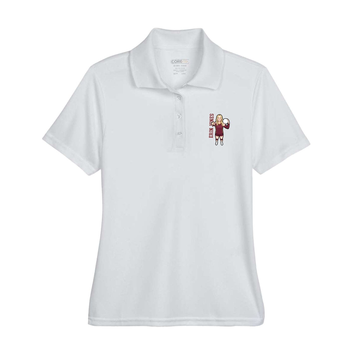 Womens Performance Polo — Name Vertical in Grey