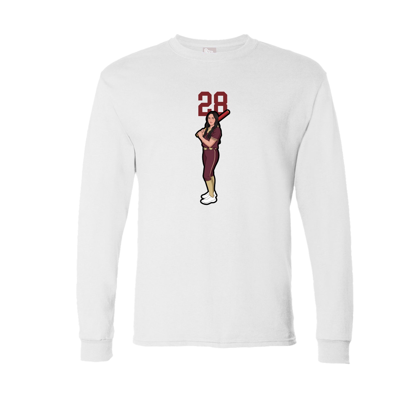 Long Sleeve Tee — Number Top in White