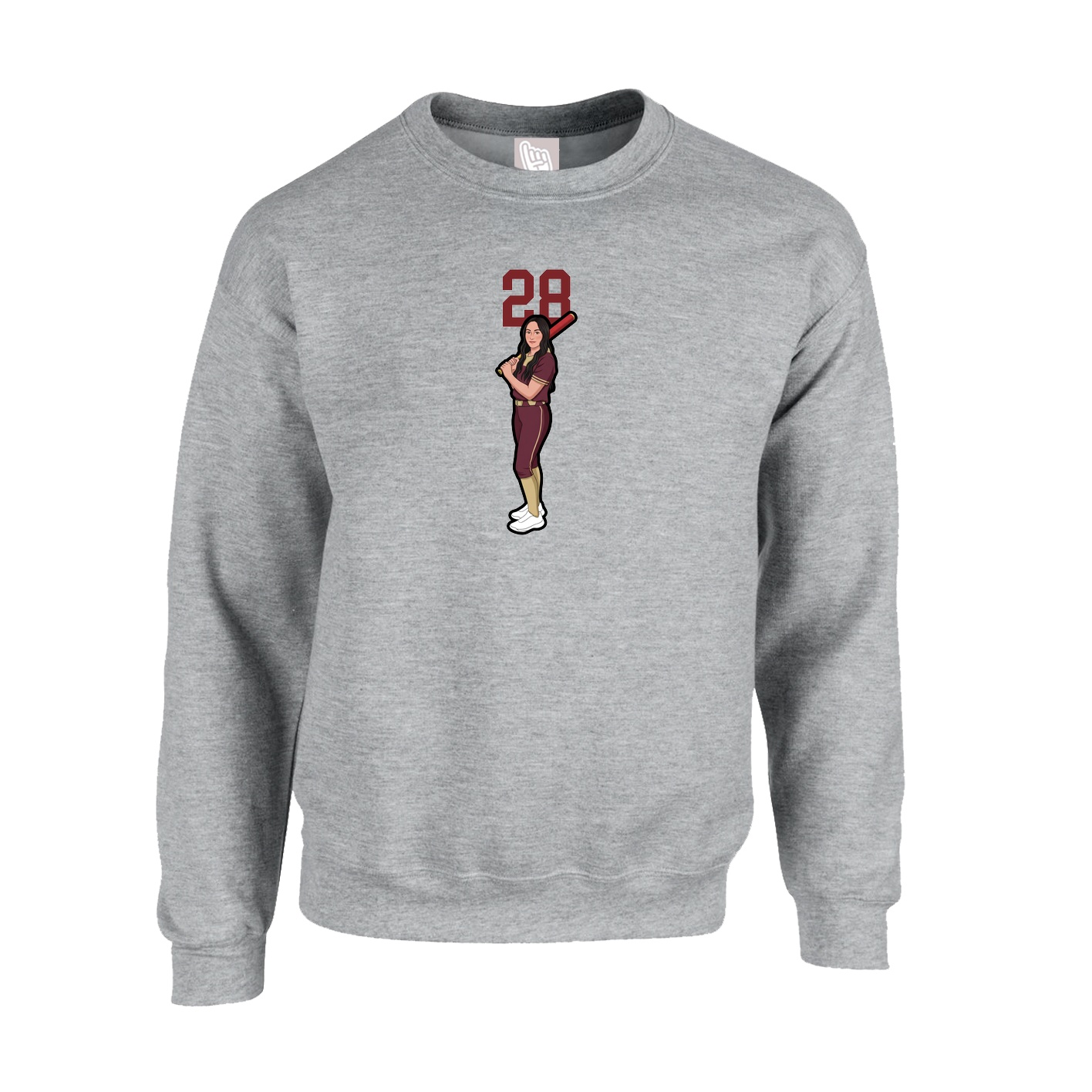 Fleece Crew — Number Top in Grey