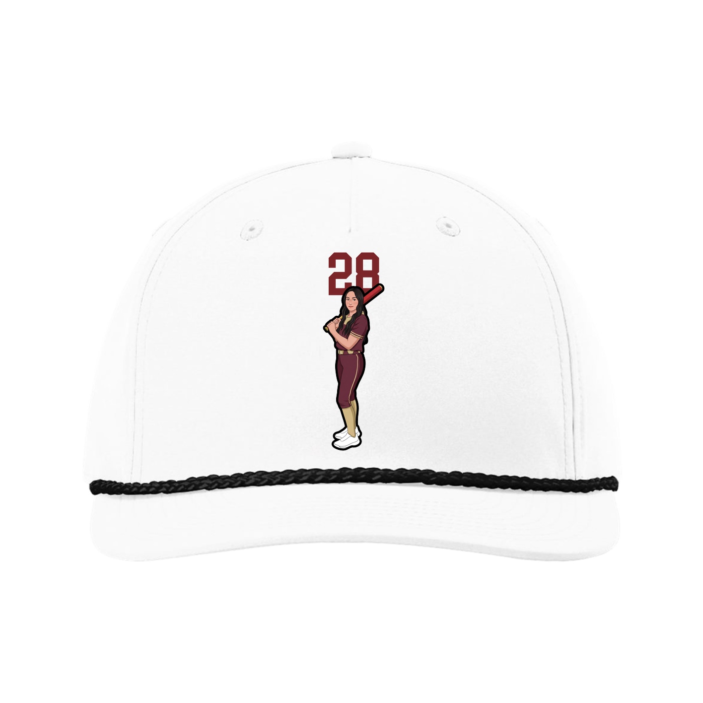 Five-Panel Classic Rope Cap — Number Top in White