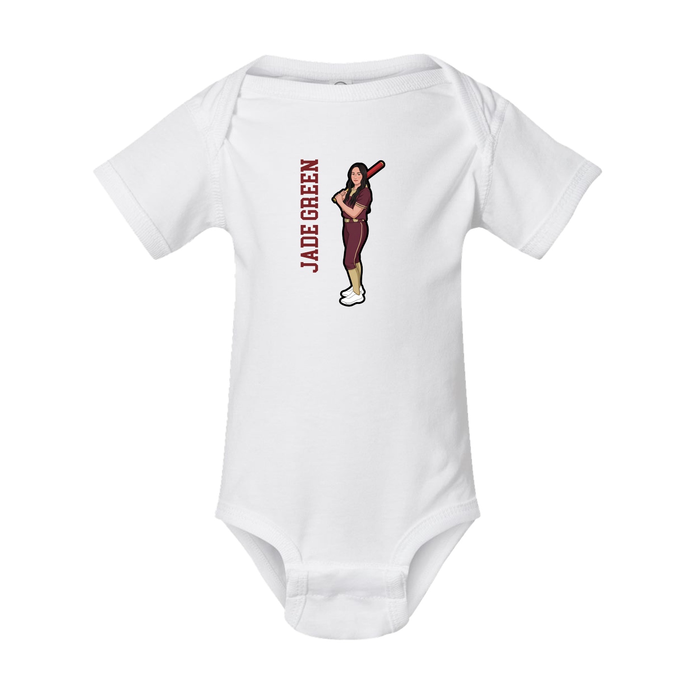 Baby Onesie — Name Vertical in White
