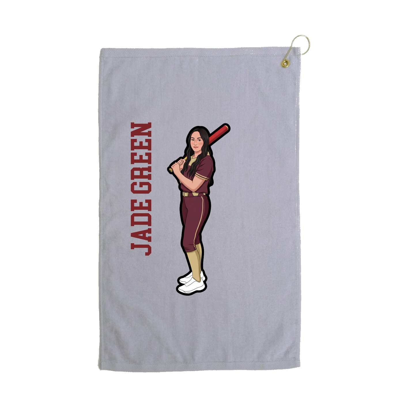 Golf Towel — Name Vertical in Grey