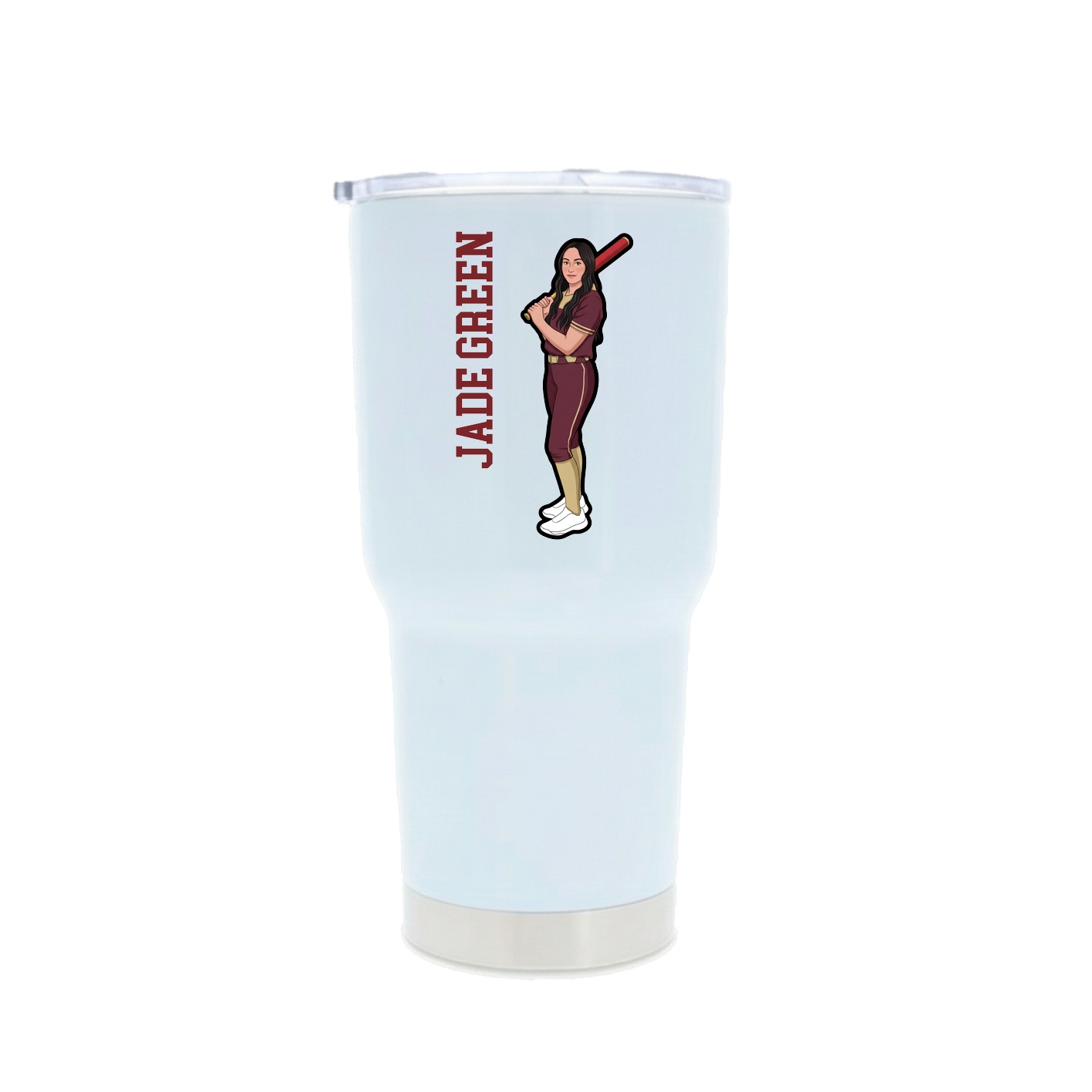 30oz Stainless Steel Tumbler — Name Vertical in White