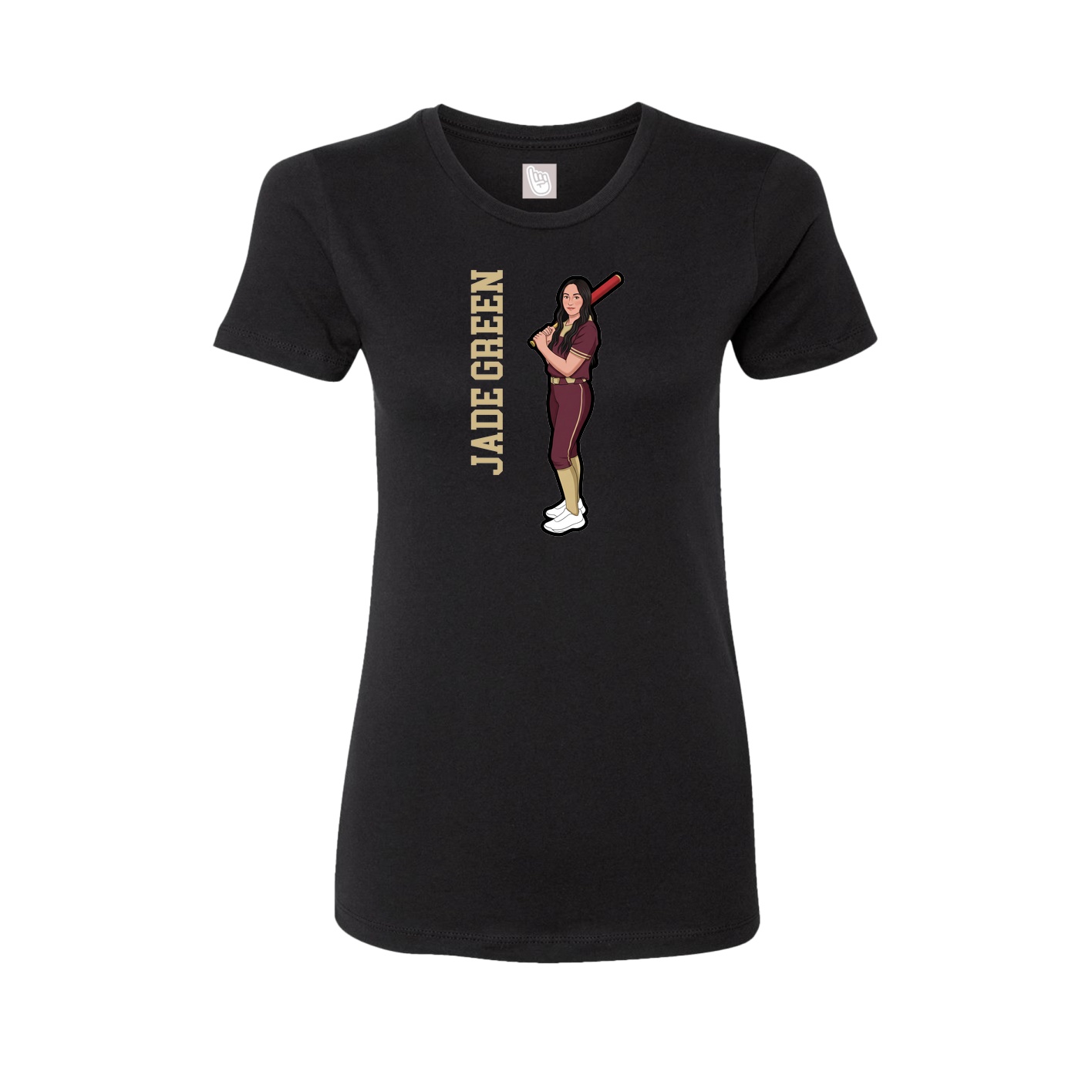 Fitted Women's Tee — Name Vertical in Black