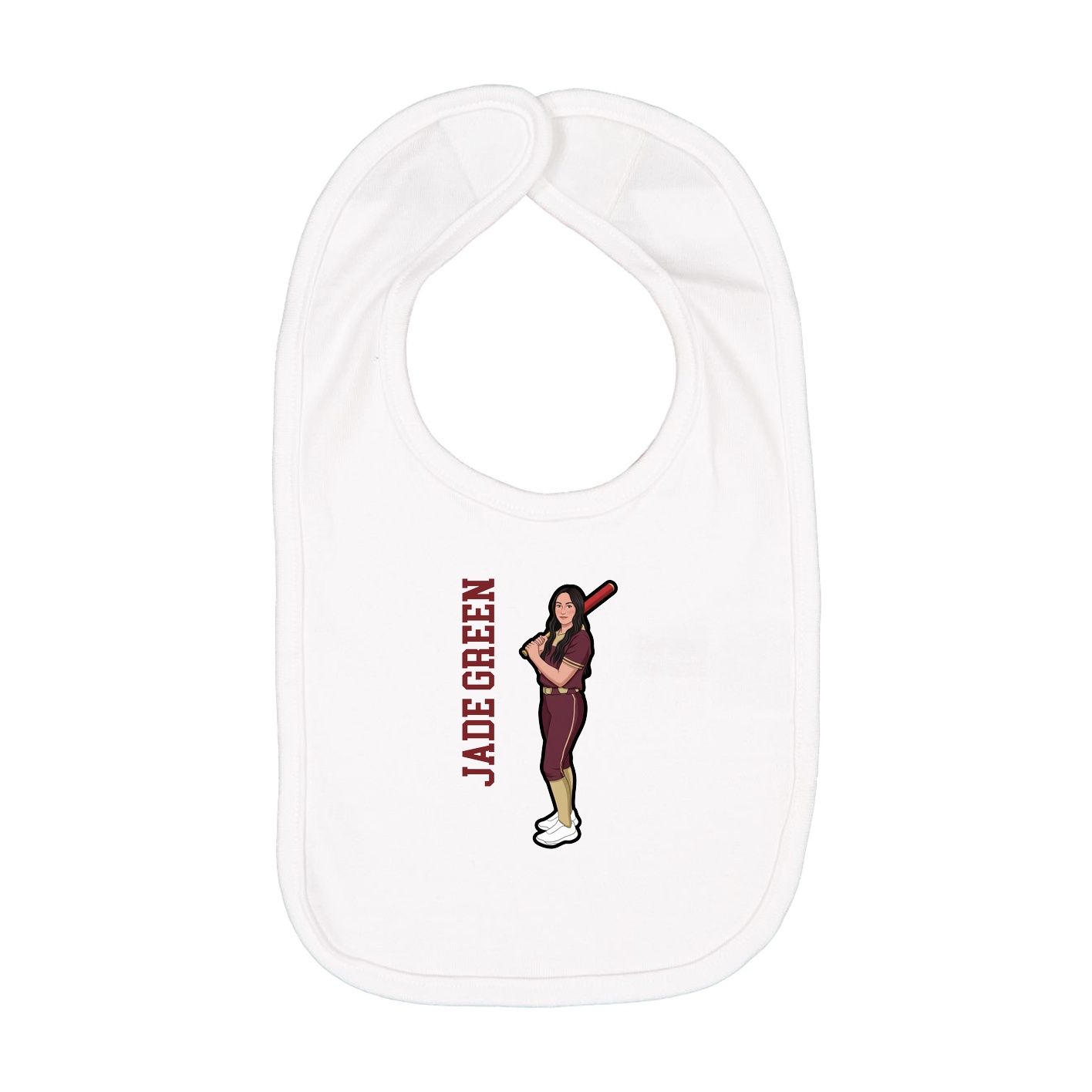Infant Bib — Name Vertical in White