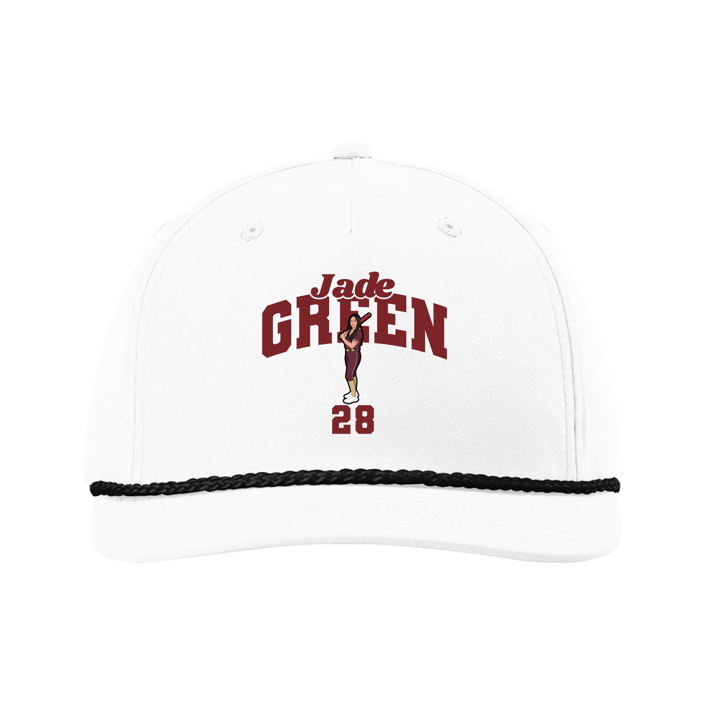 Five-Panel Classic Rope Cap — Signature Arch in White