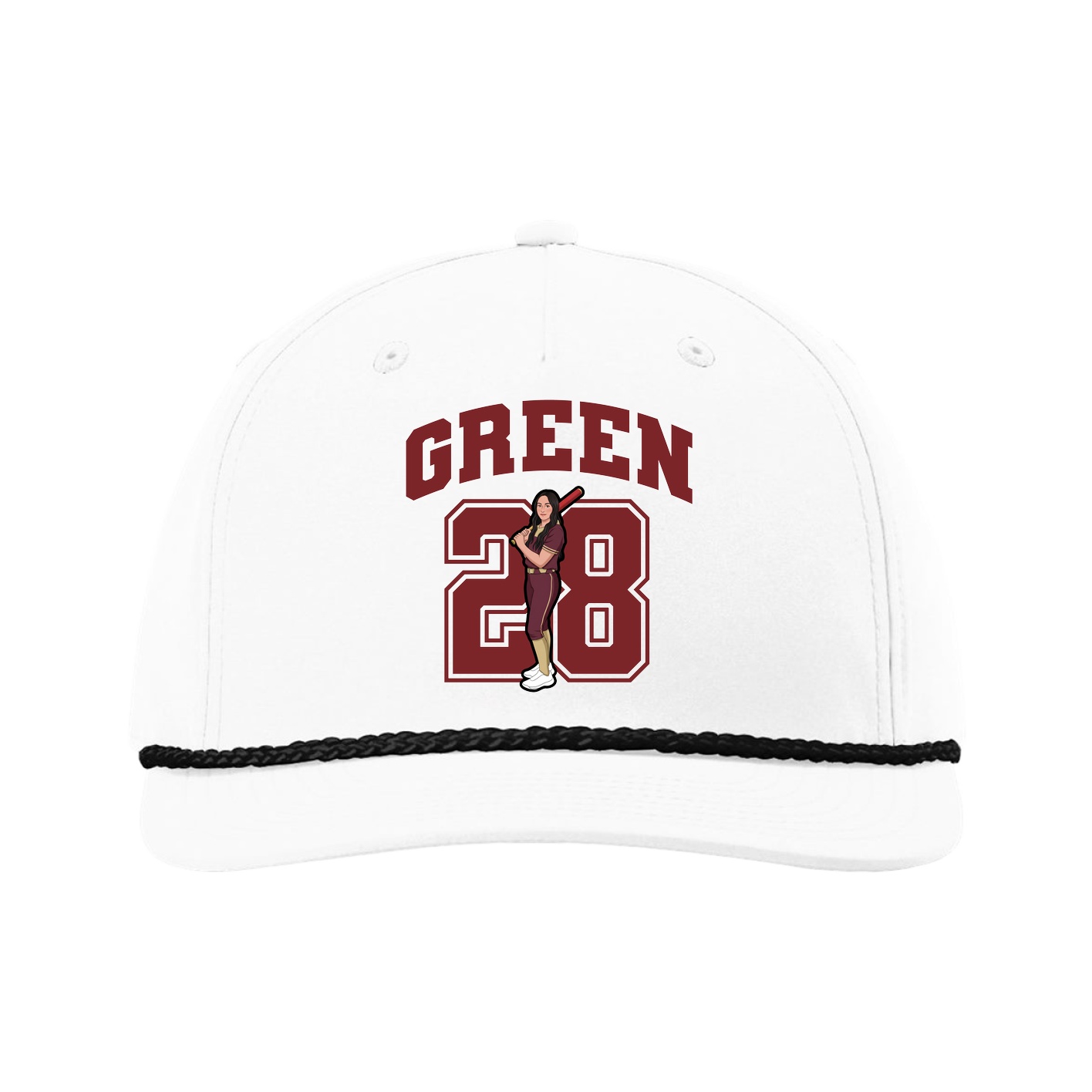 Five-Panel Classic Rope Cap — Number in White
