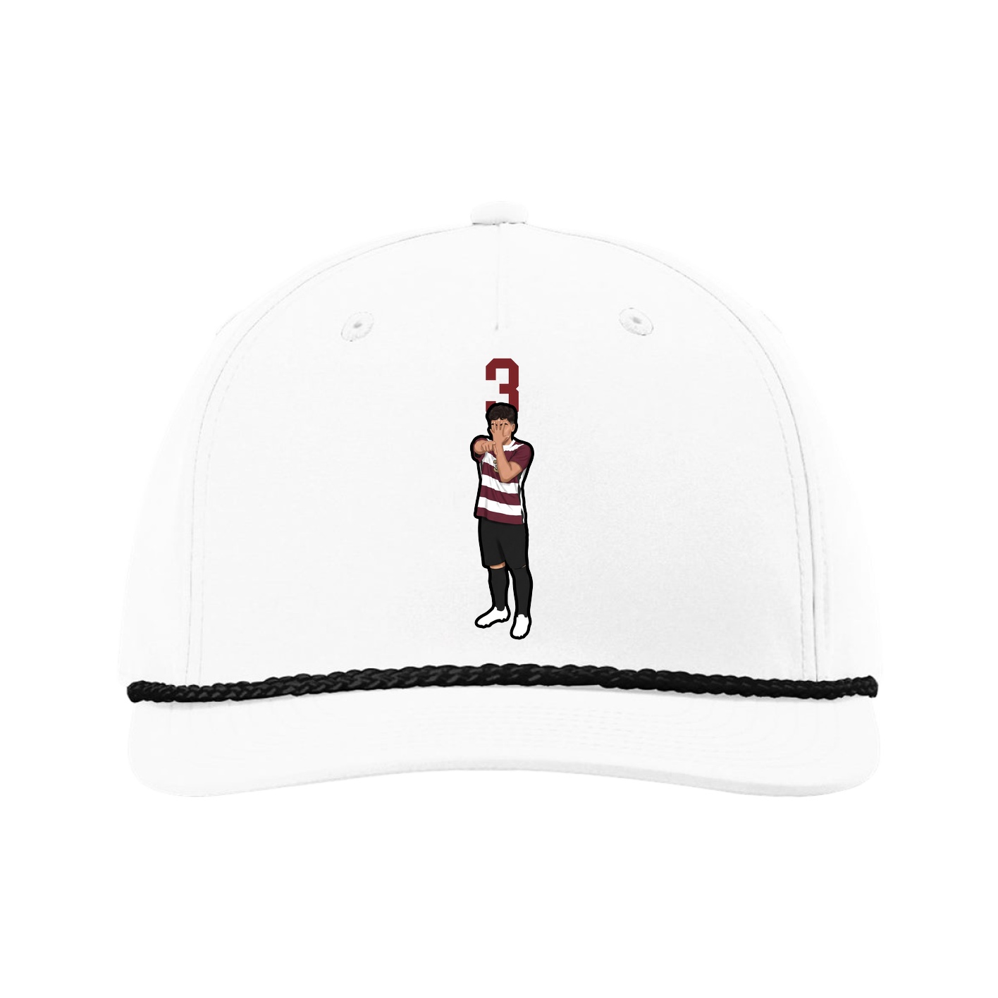 Five-Panel Classic Rope Cap — Number Top in White