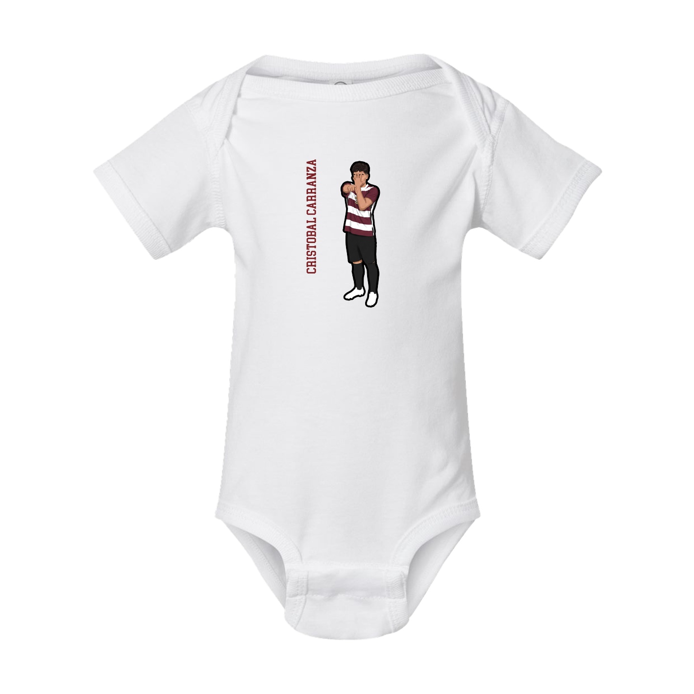 Baby Onesie — Name Vertical in White