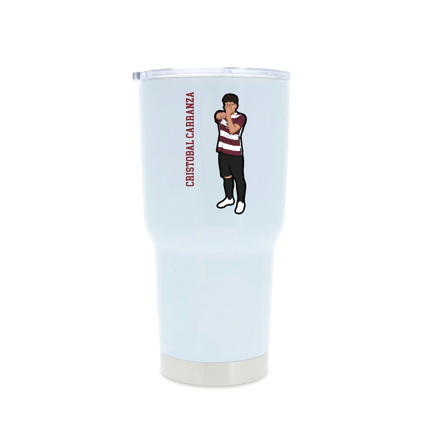 30oz Stainless Steel Tumbler — Name Vertical in White