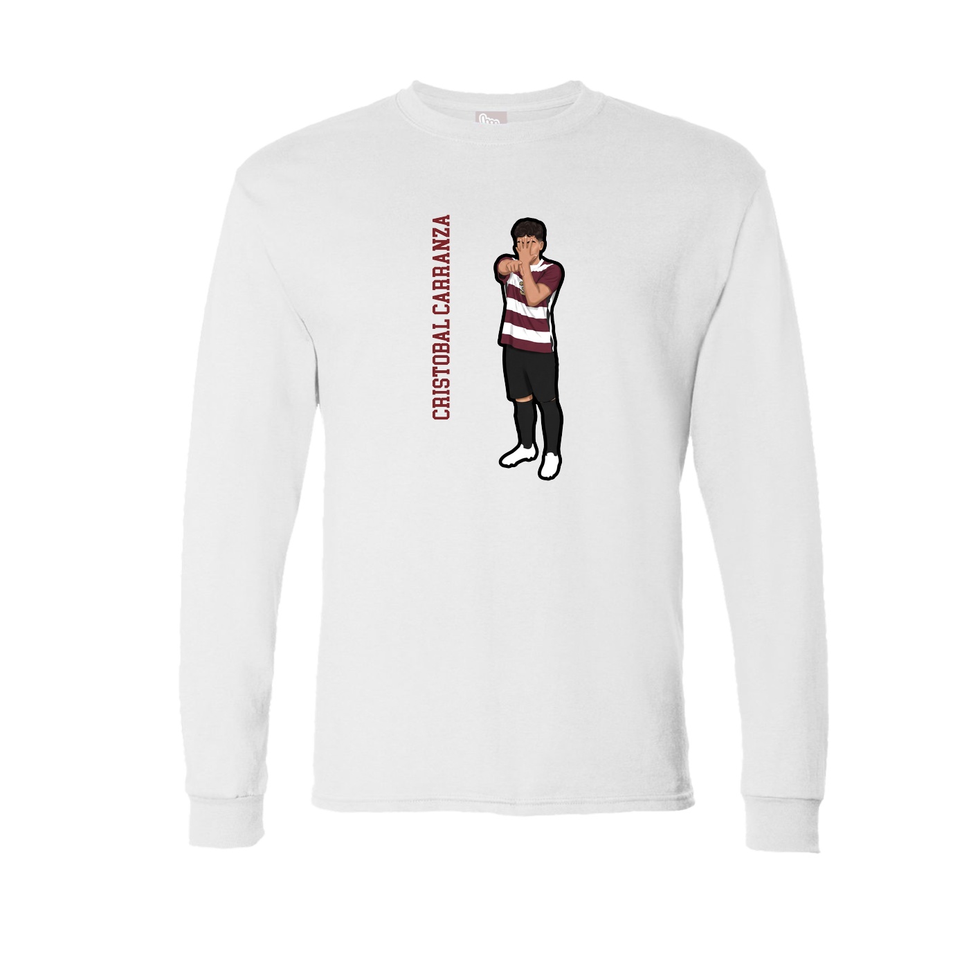 Long Sleeve Tee — Name Vertical in White
