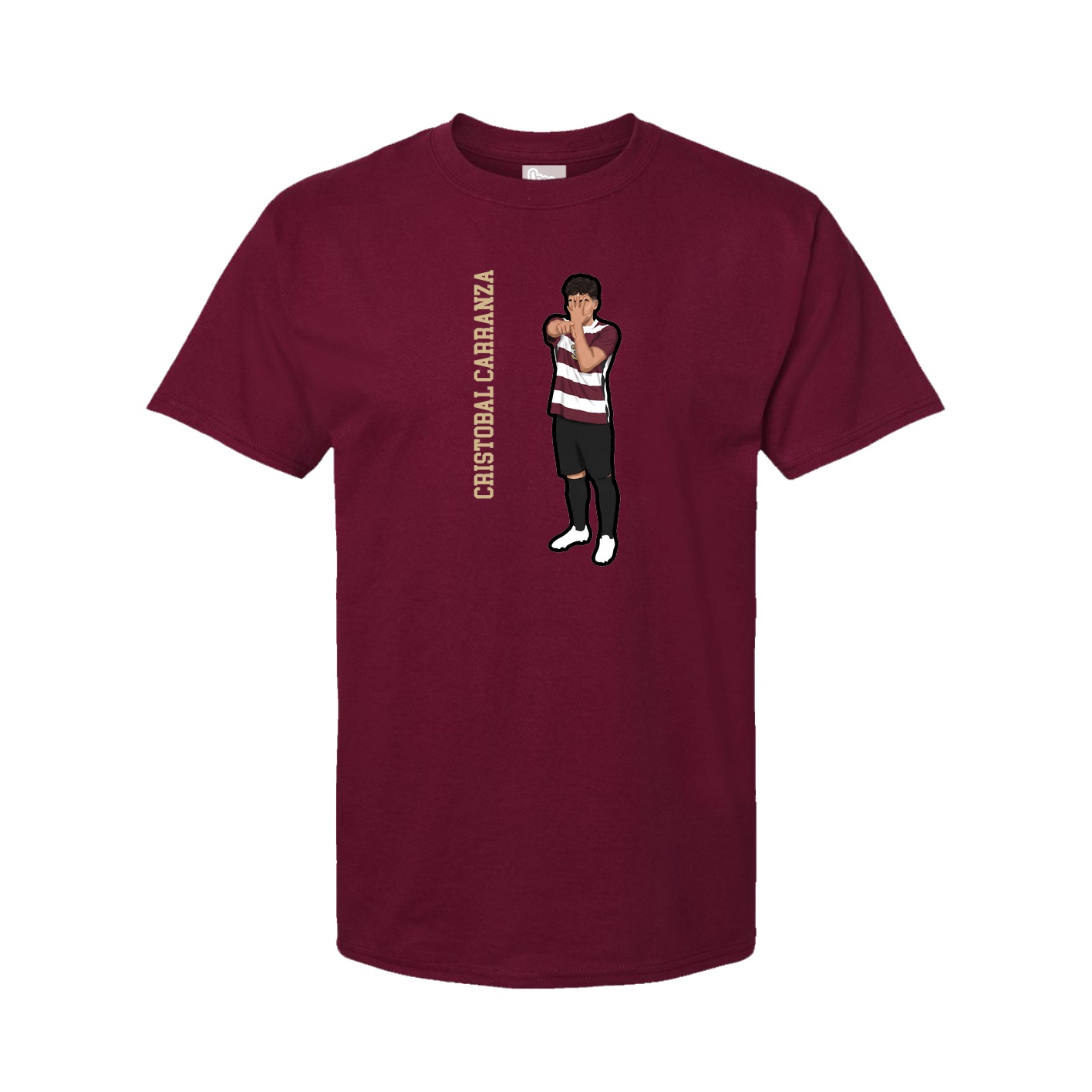 Youth Tee — Name Vertical in Cardinal