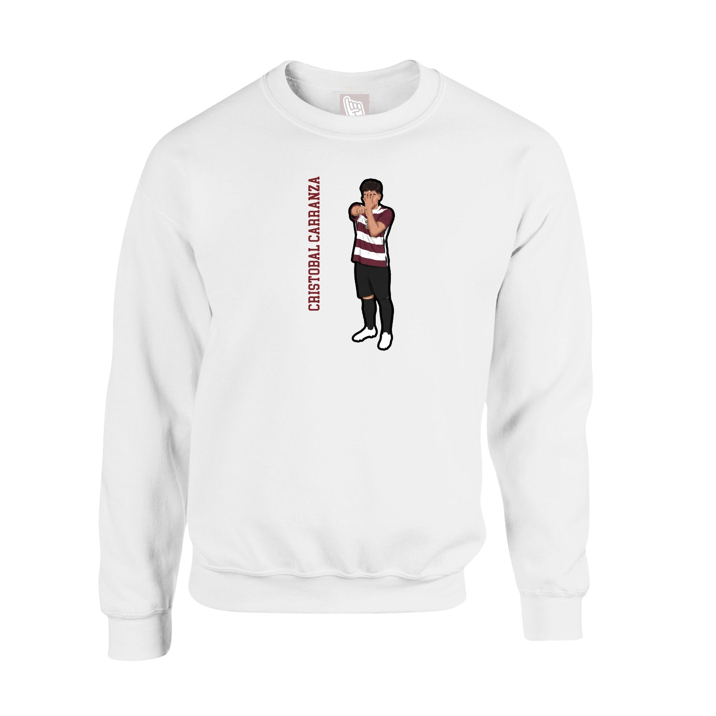 Fleece Crew — Name Vertical in White