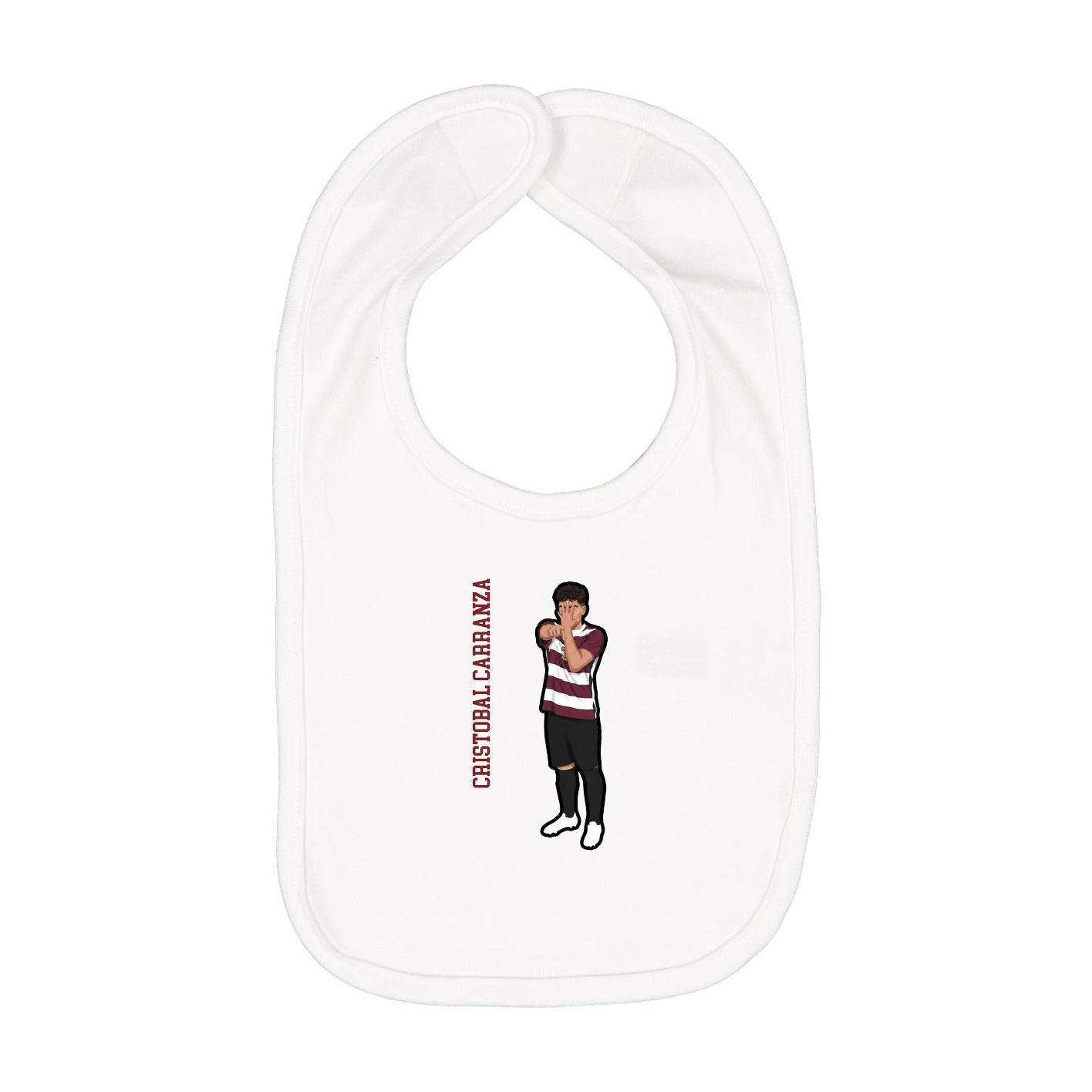 Infant Bib — Name Vertical in White