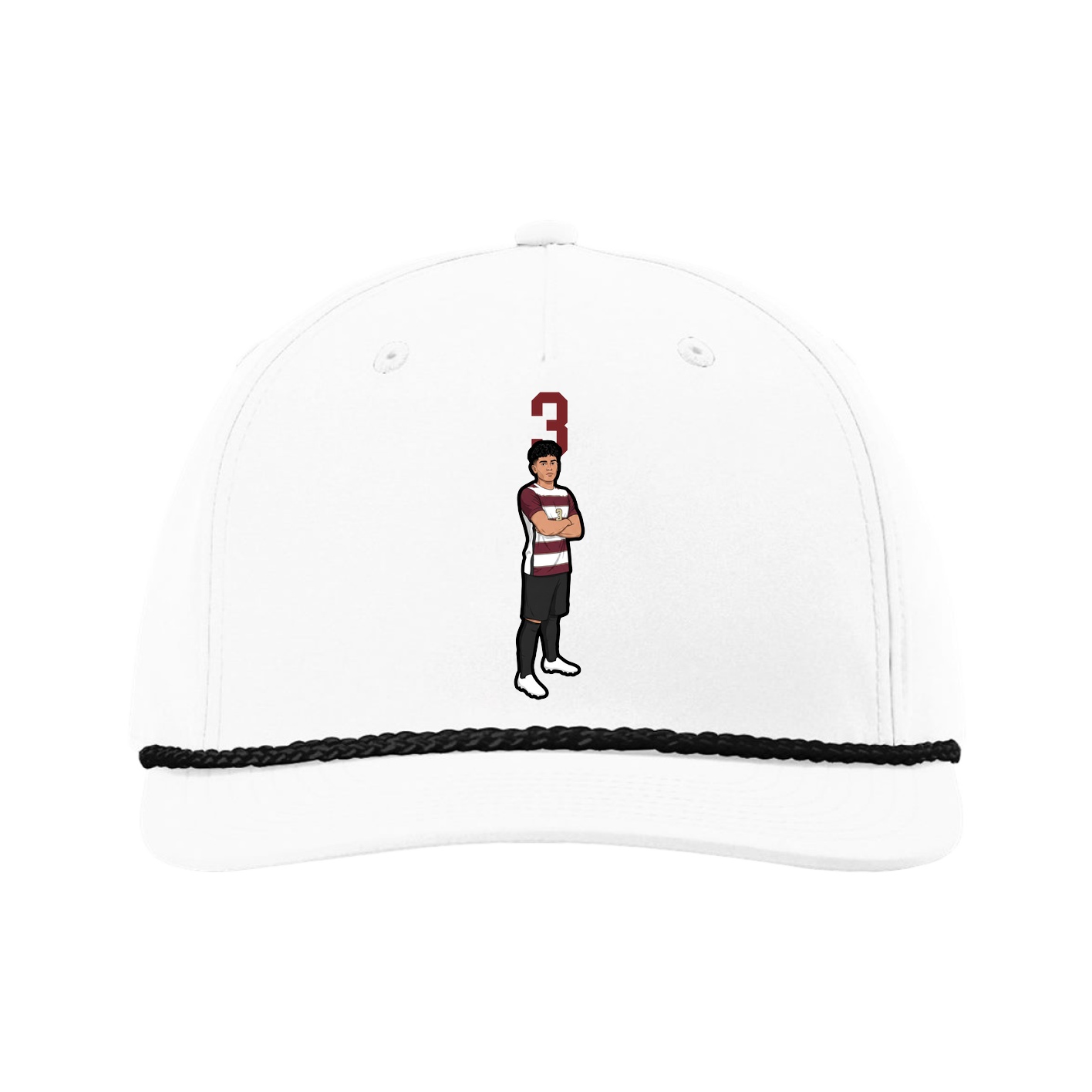 Five-Panel Classic Rope Cap — Number Top in White