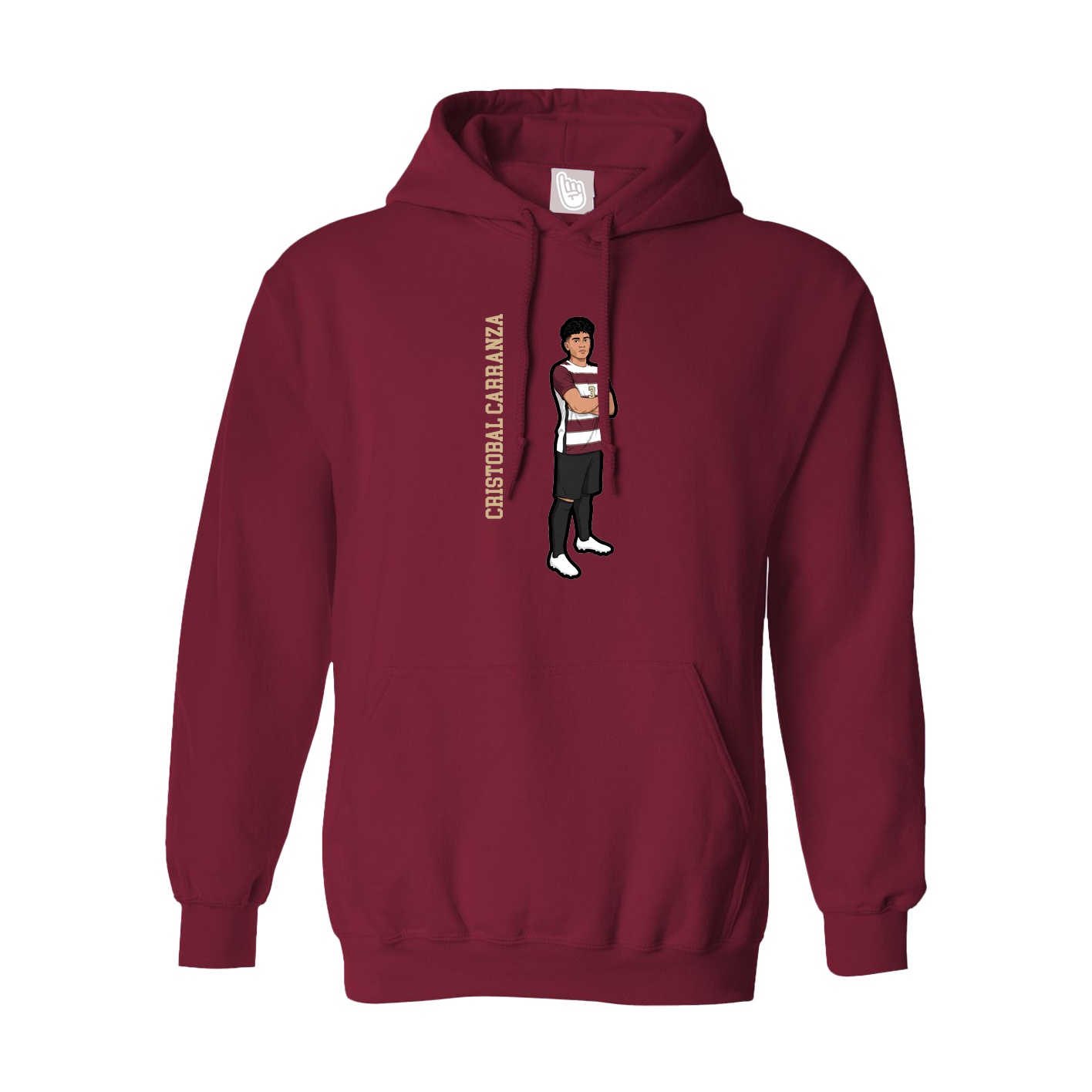 Hoodie — Name Vertical in Cardinal
