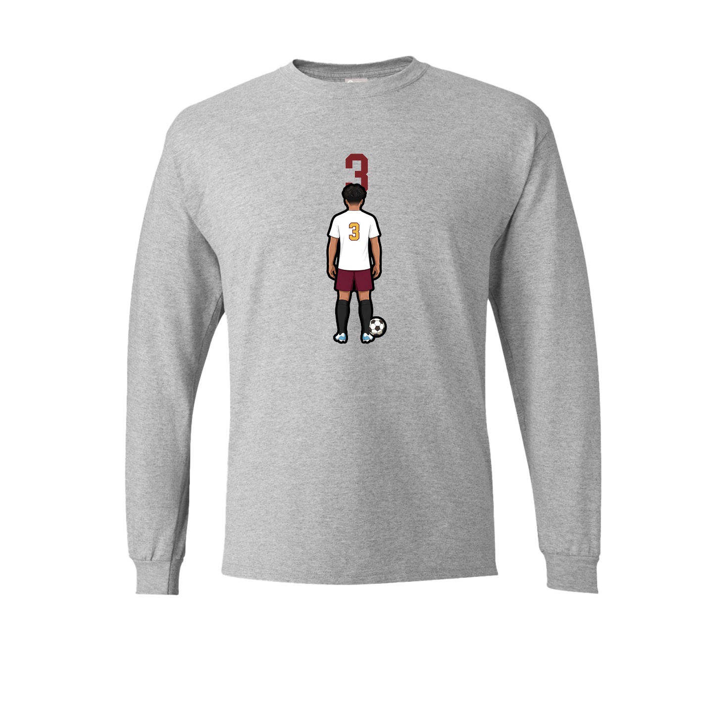 Long Sleeve Tee — Number Top in Grey