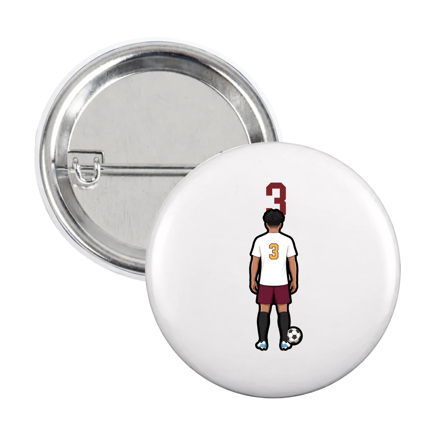 Game Day Button — Number Top in White