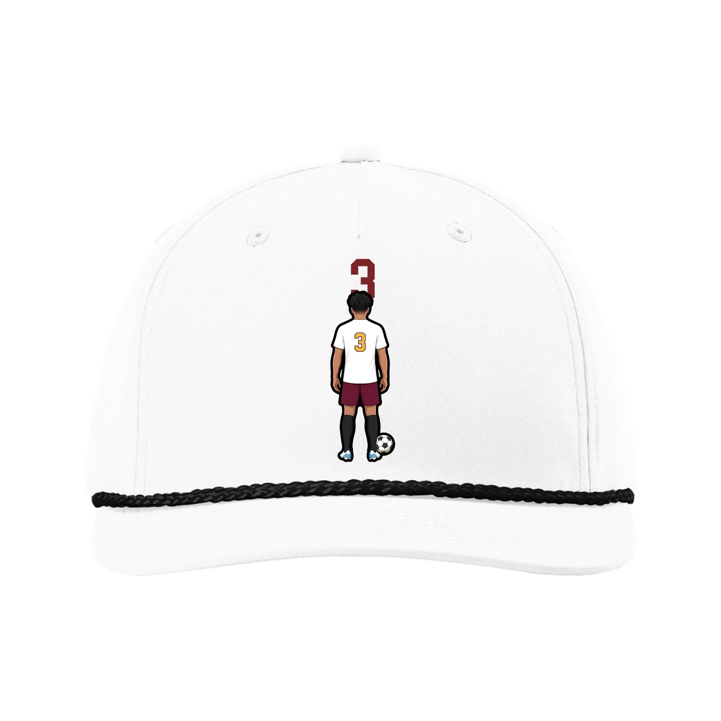 Five-Panel Classic Rope Cap — Number Top in White