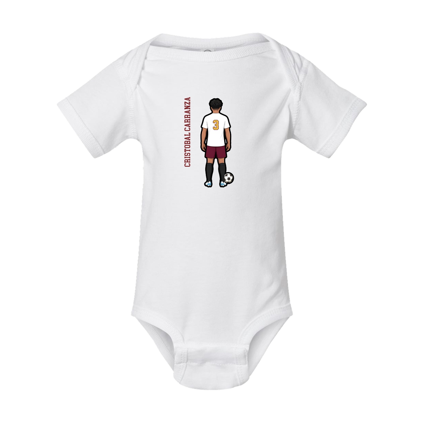 Baby Onesie — Name Vertical in White
