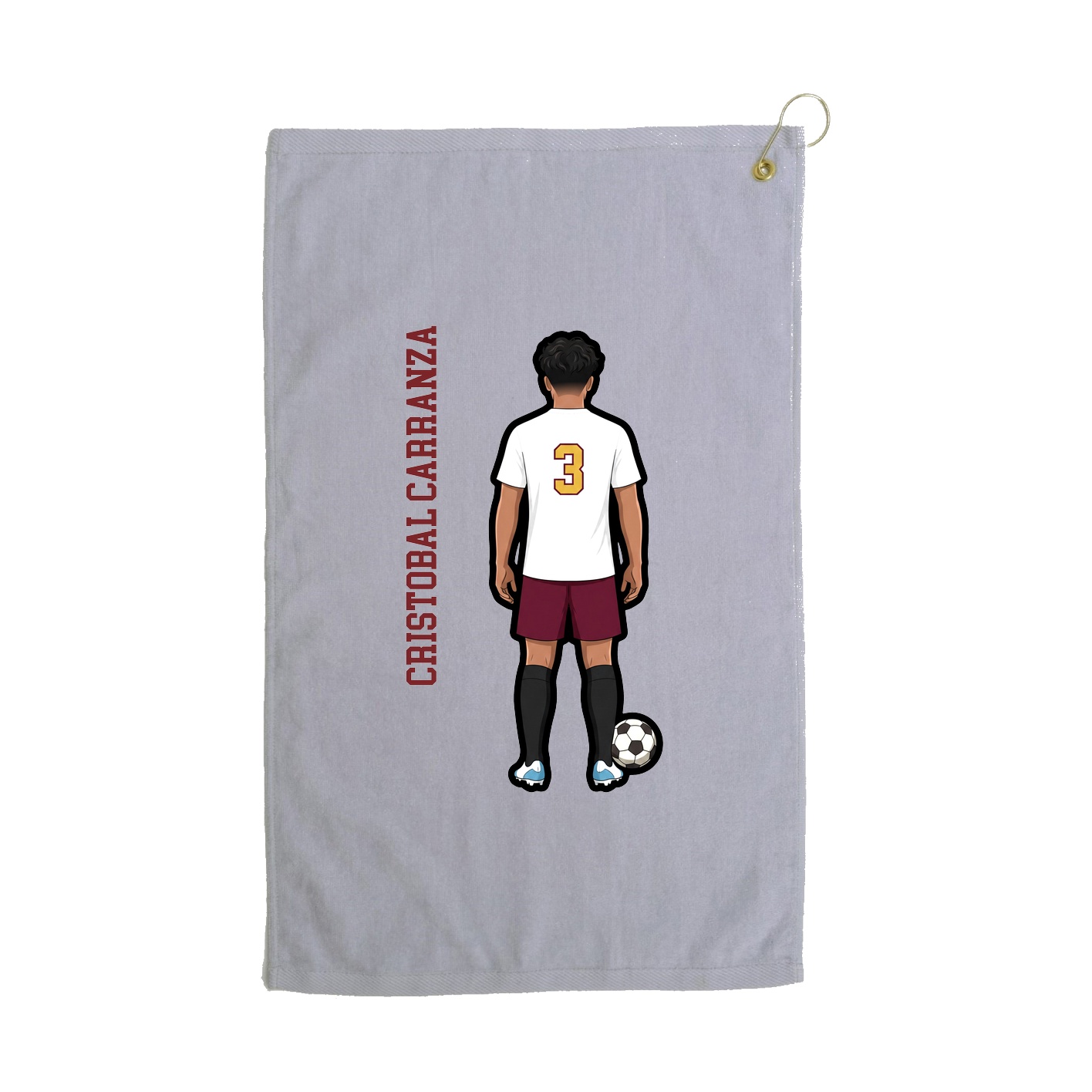 Golf Towel — Name Vertical in Grey