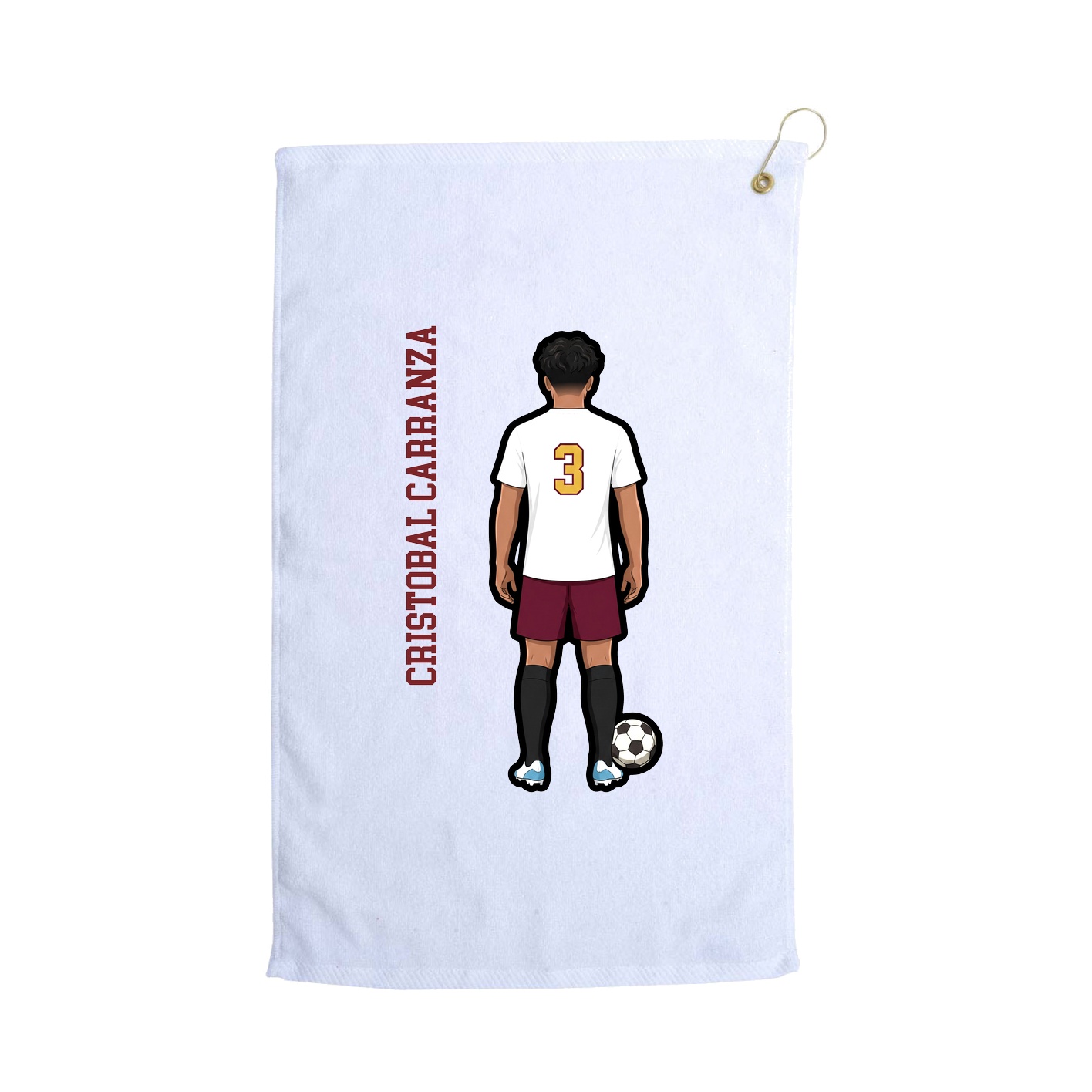 Golf Towel — Name Vertical in White