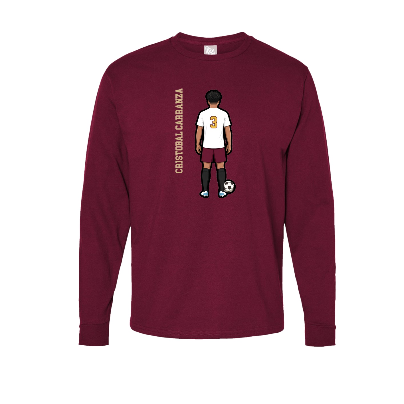 Long Sleeve Tee — Name Vertical in Cardinal