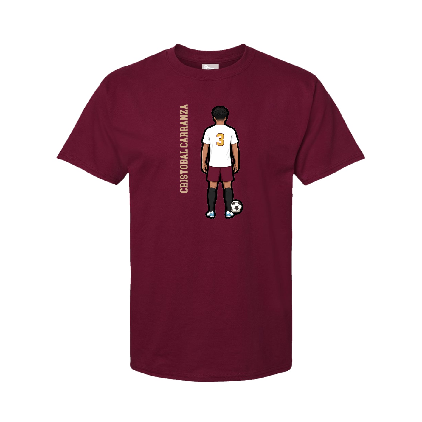 Youth Tee — Name Vertical in Cardinal