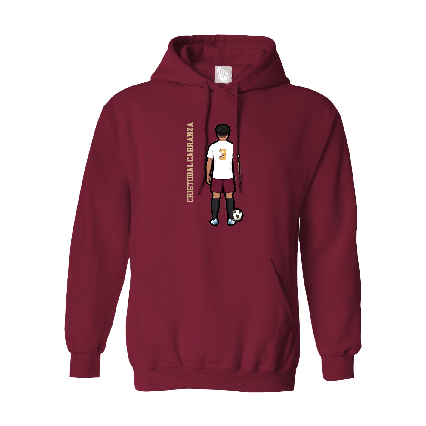 Hoodie — Name Vertical in Cardinal