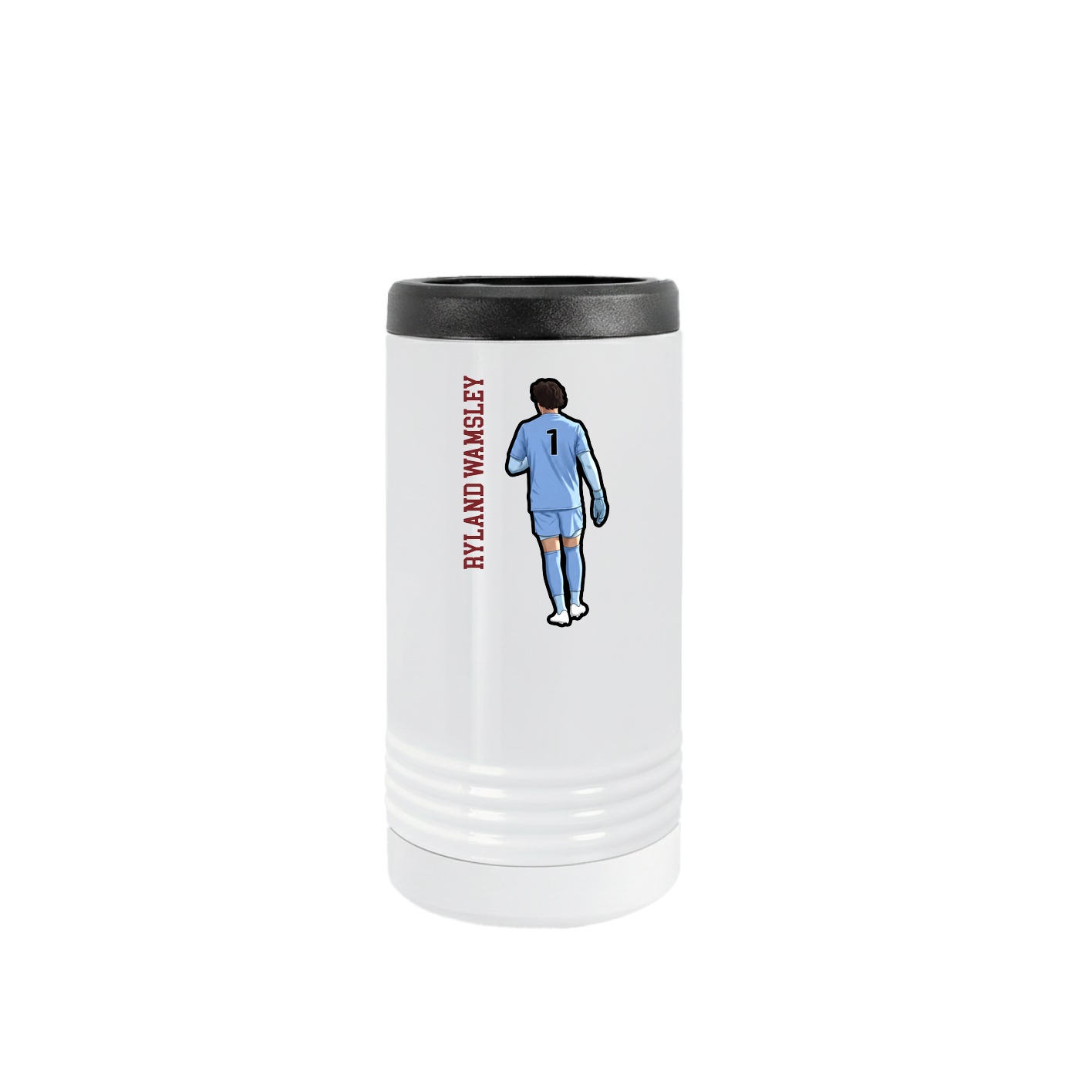Slim Beverage Holder — Name Vertical in White