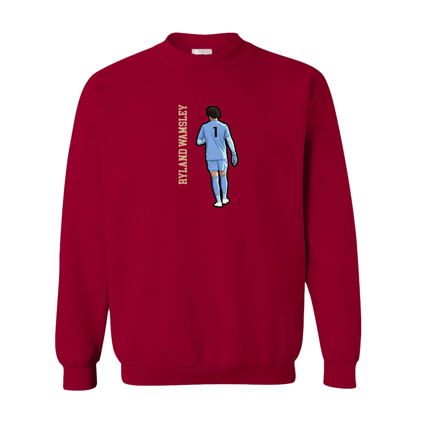 Fleece Crew — Name Vertical in Cardinal