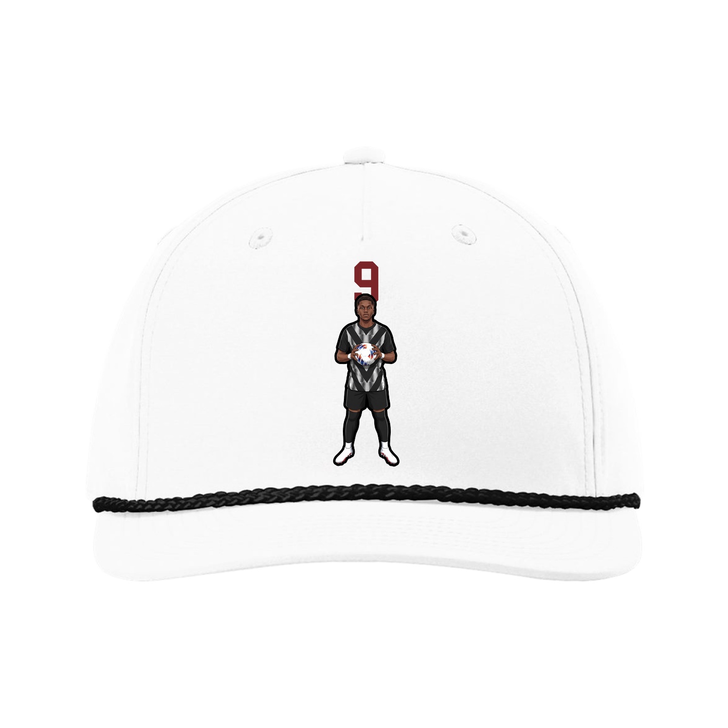 Five-Panel Classic Rope Cap — Number Top in White