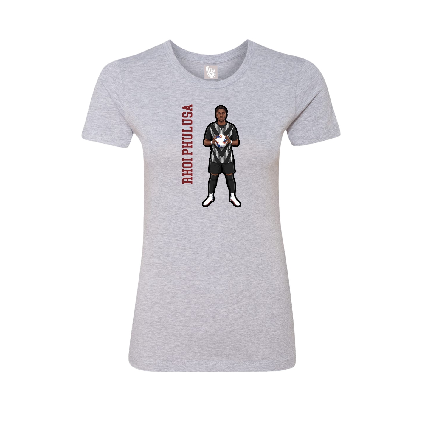 Fitted Women's Tee — Name Vertical in Grey