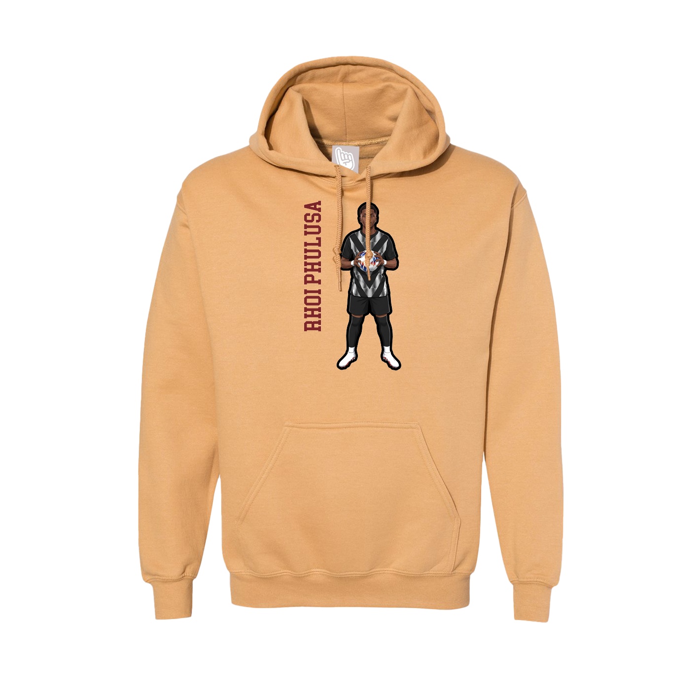 Hoodie — Name Vertical in Vegas Gold