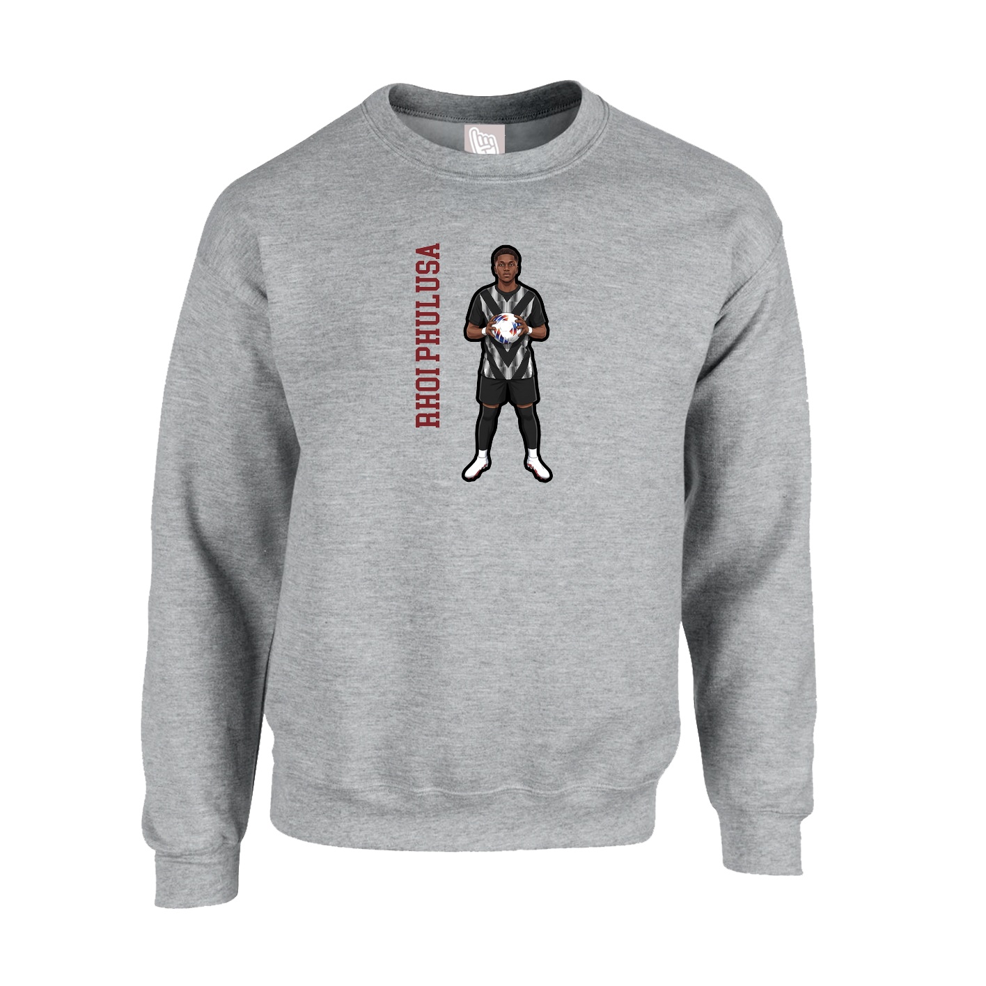 Fleece Crew — Name Vertical in Grey