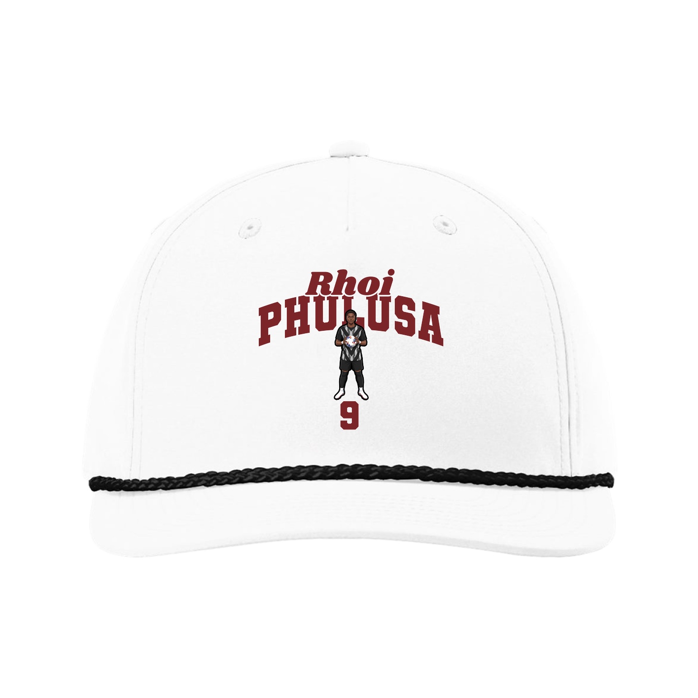 Five-Panel Classic Rope Cap — Signature Arch in White