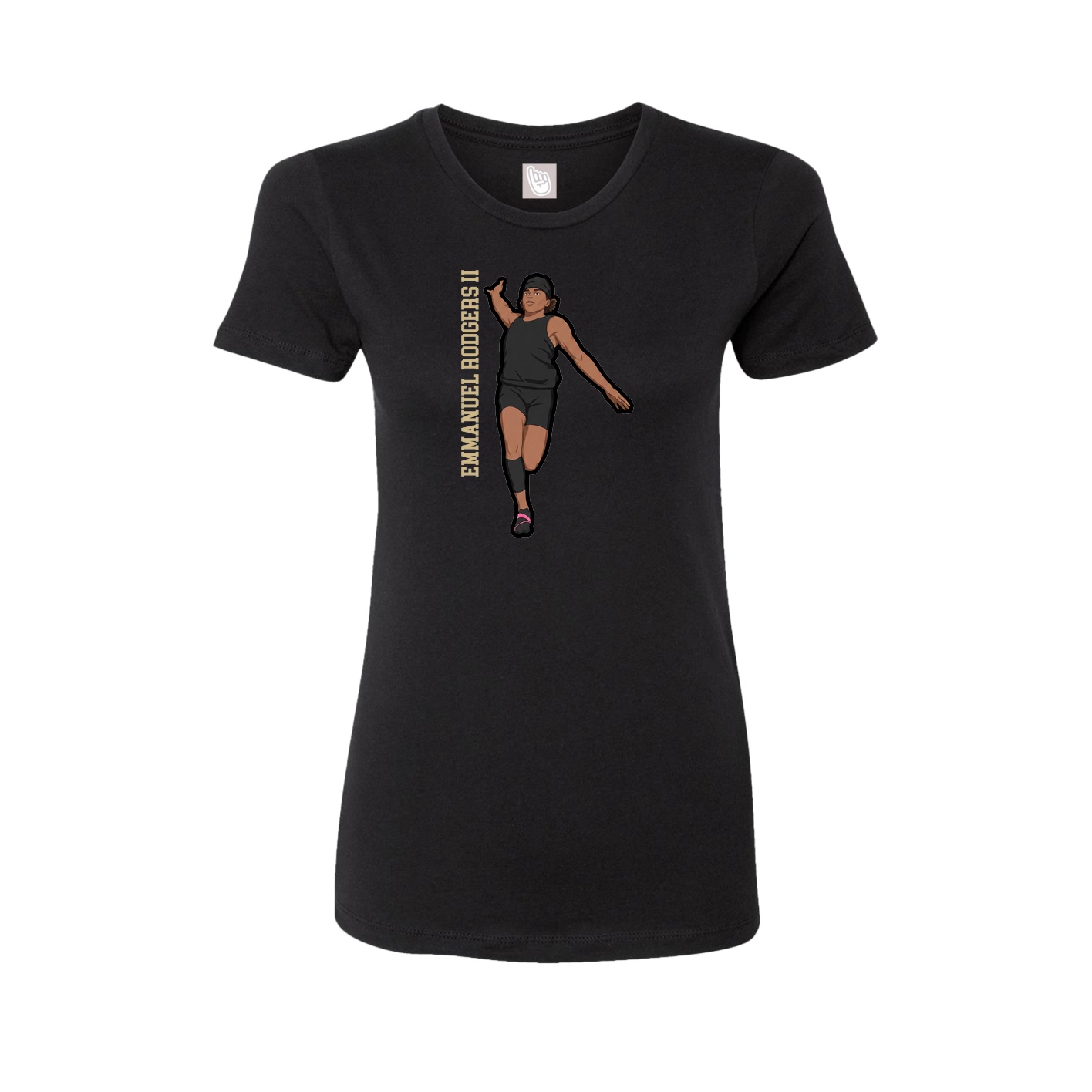 Fitted Women's Tee — Name Vertical in Black