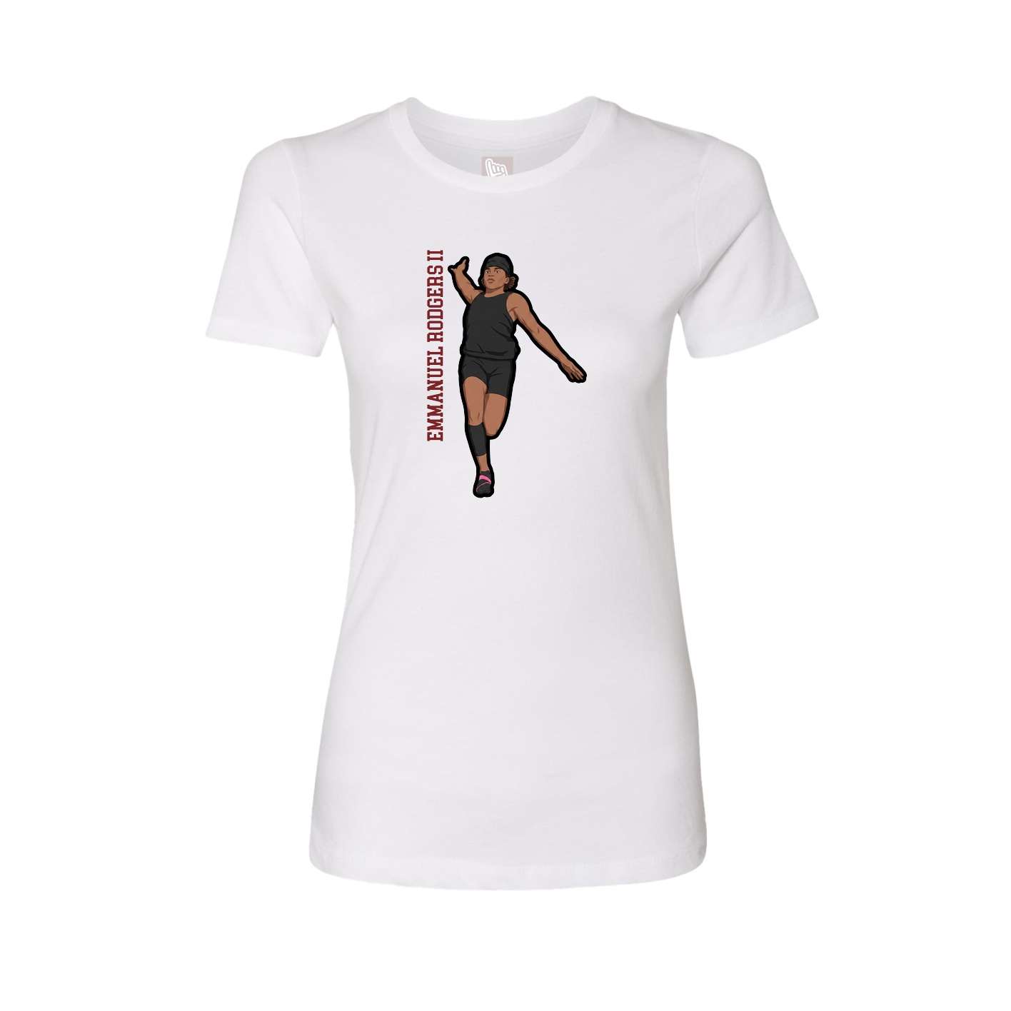 Womens Tee — Name Vertical in White