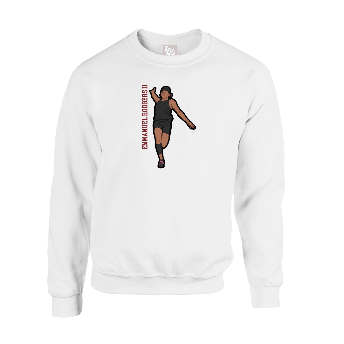 Fleece Crew — Name Vertical in White