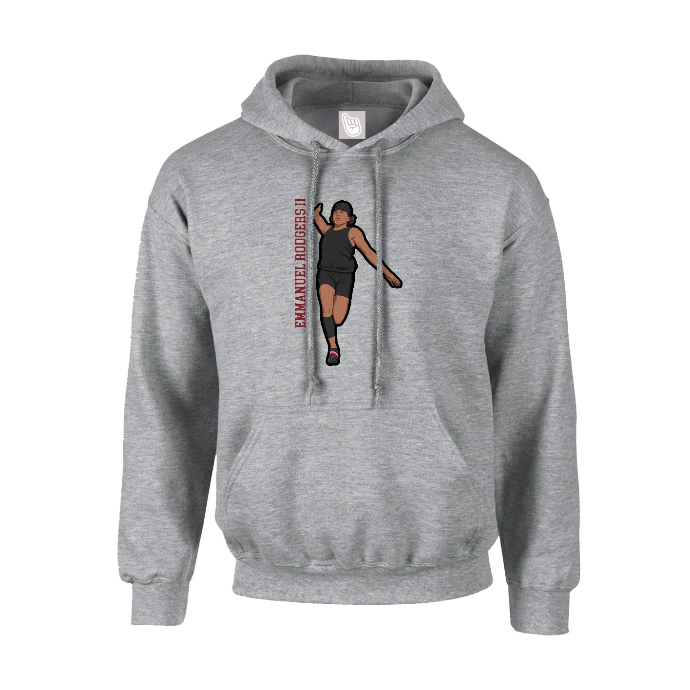 Youth Hoodie — Name Vertical in Grey