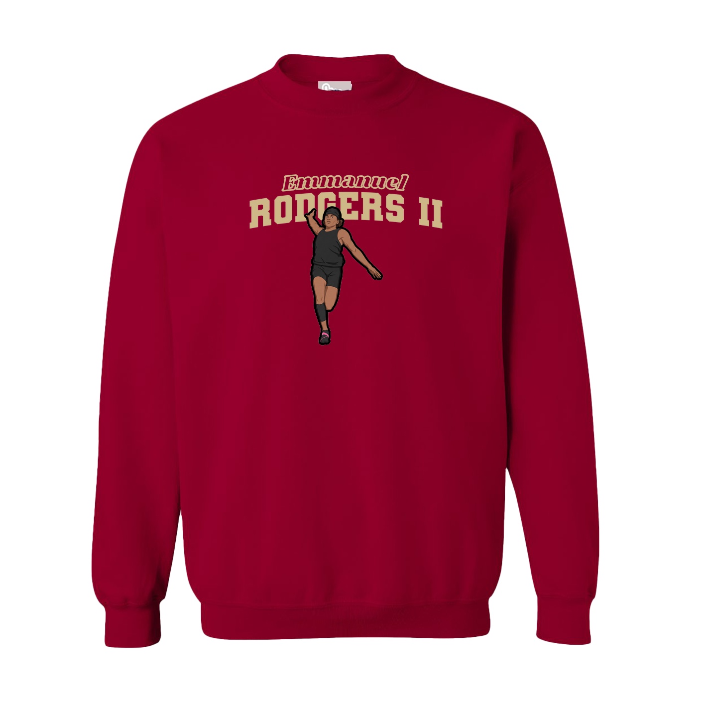 Fleece Crew — Name Arch in Cardinal
