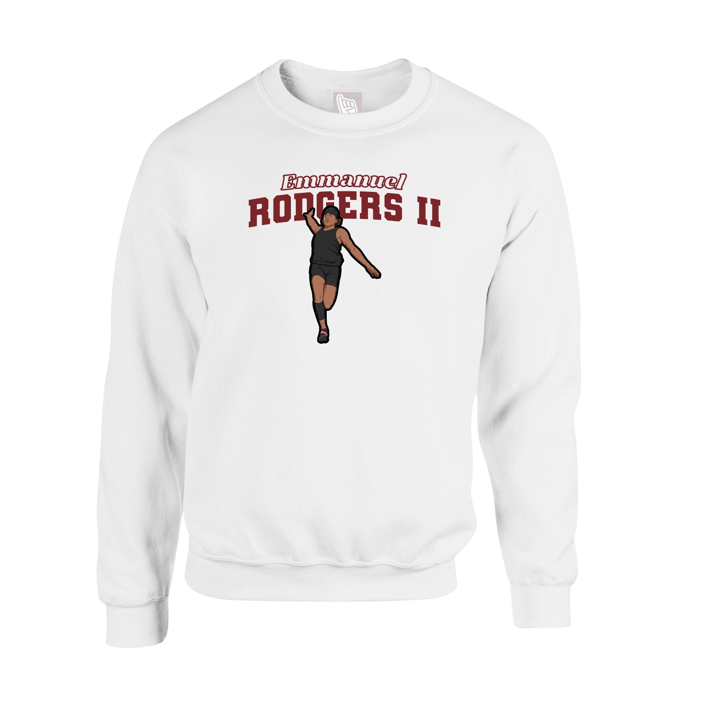 Fleece Crew — Name Arch in White