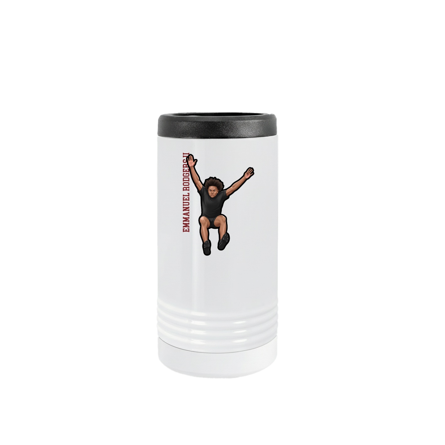 Slim Beverage Holder — Name Vertical in White