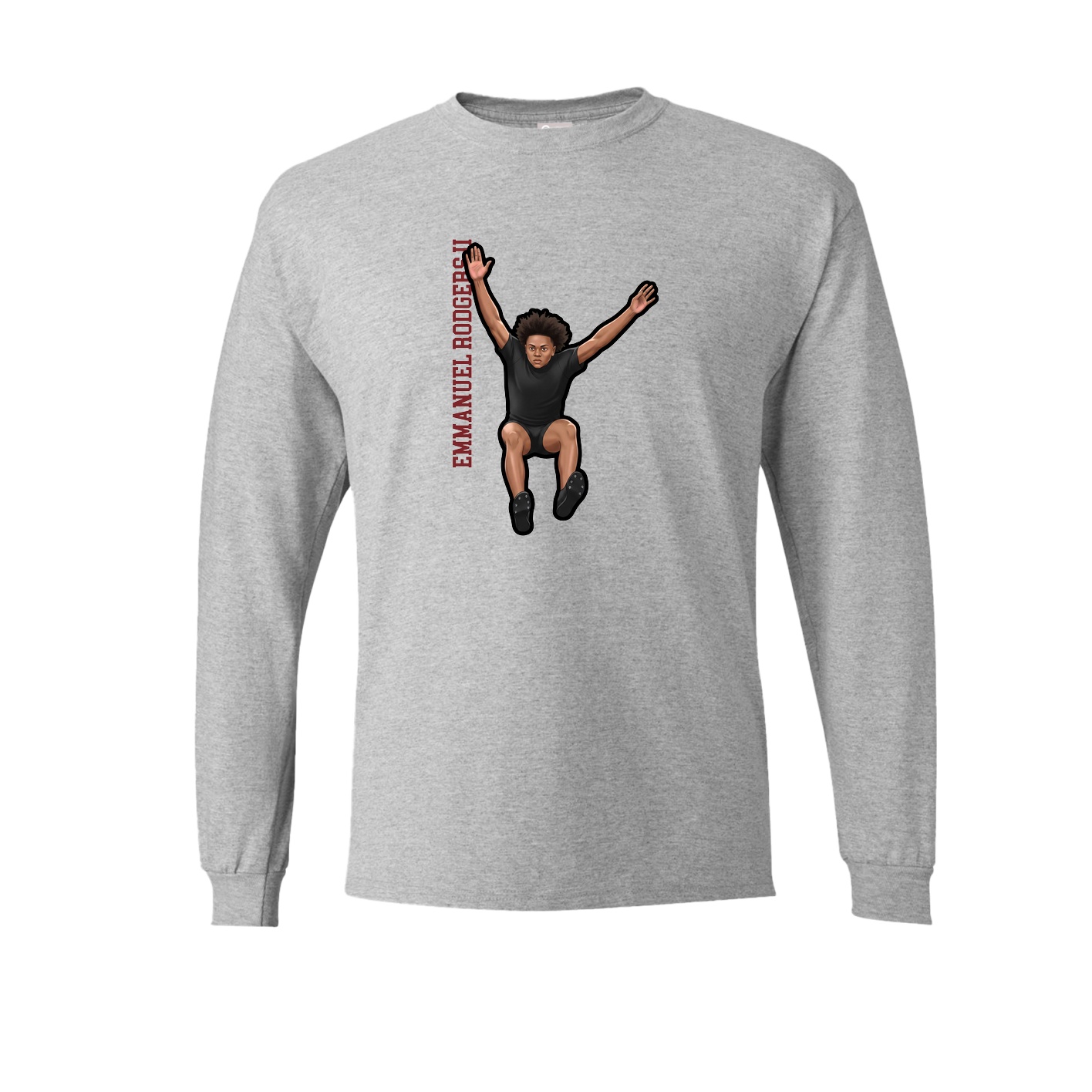 Long Sleeve Tee — Name Vertical in Grey
